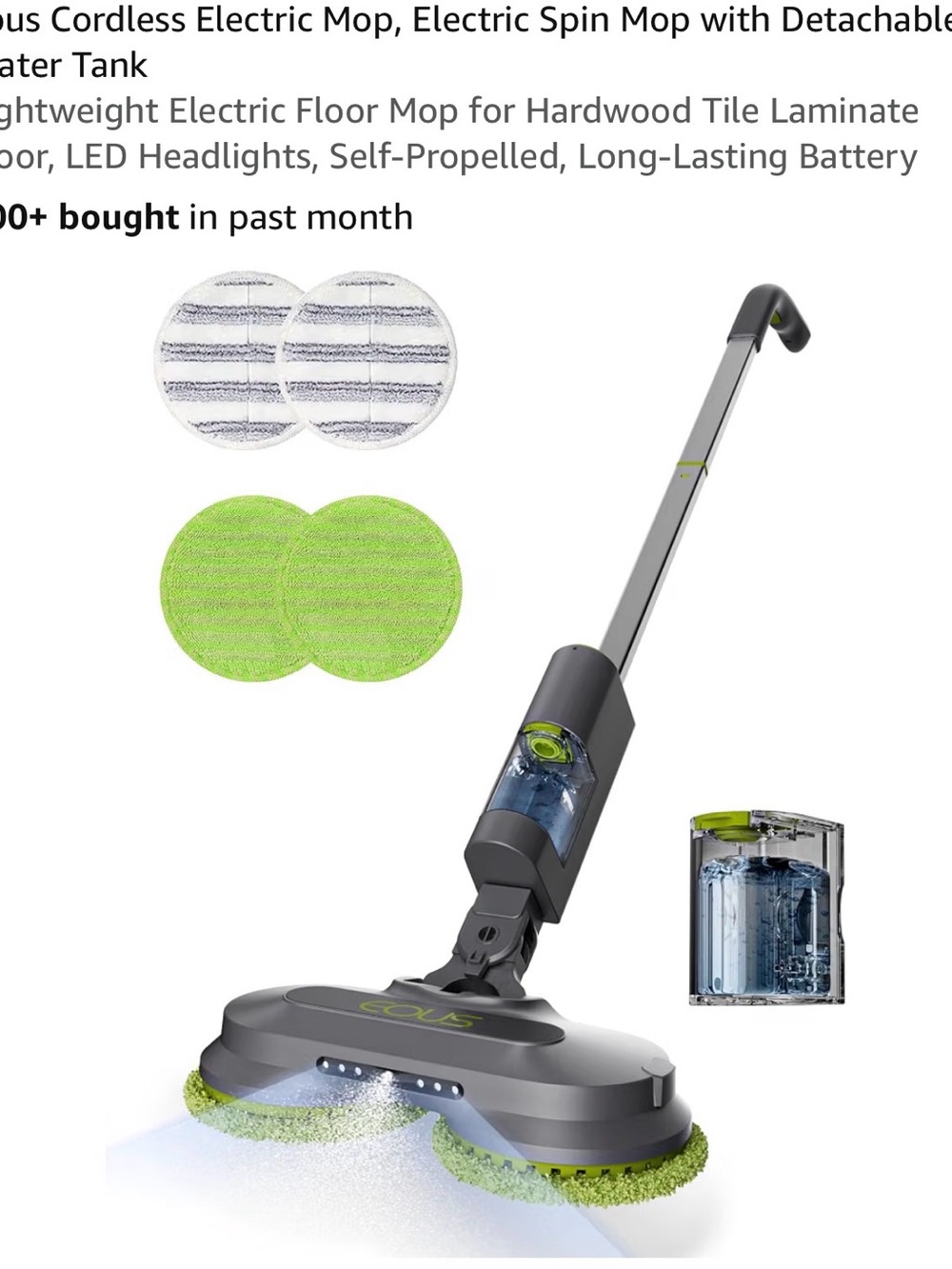 NWT - Cordless Electric Spin Mop - Gray & Green